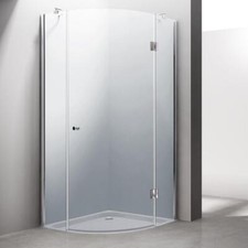 Shower Enclosure Frameless Glass Quadrant Curved Hinged Door Cubicle 800-1000mm