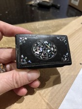 antique paper mache snuff box Inlaid Shell