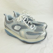 Ladies SKETCHERS Shape-ups Grey Silver Blue Trainers UK Size 4 VGC