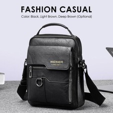 Men's Small Messenger Bags PU Leather Shoulder Bag Crossbody Wallet Casual Bags