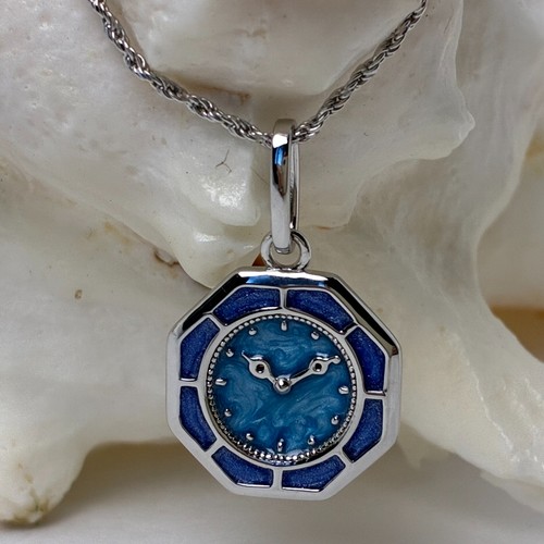 Sterling silver clock pendant - sterling,