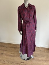 Ted Baker Maxi Shirt Dress Womens Size TB 2 UK 10 Berry Floral Geo Print Belted