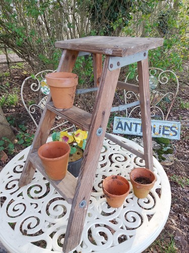 Vintage folding pine step - vintage,