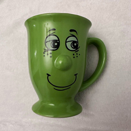 Green ceramic novelty face - green,