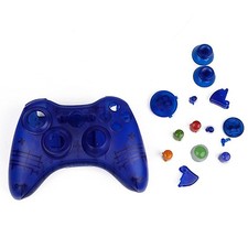 Blue Custom Crystal Clear Wireless Controller Shell Case For XBox 360 Pad