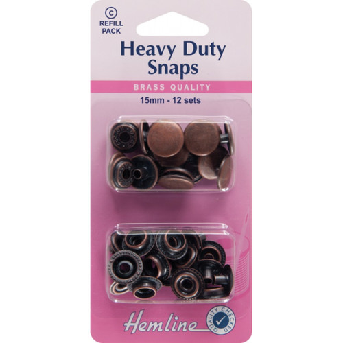Hemline 15mm heavy duty snaps - duty,
