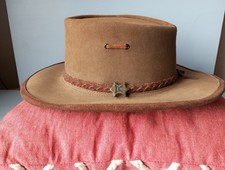 Australian Leading Leather Hat Genuine Steer Hide BC Hat Size L-57cm