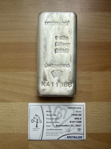 Metalor silver bullion bar - metalor,