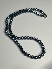 Honora Cultured Freshwater Blue Pearl Necklace With Bag And Box Used Exc Cond