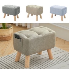 Linen Ottoman Stool Pouffe