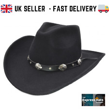  Black  100% Wool Felt Cowboy  Hat with buckle band (Major Wear) fast UK post