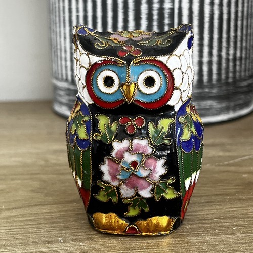 Vintage cloisonne owl - vintage,