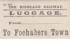 Highland Railway Luggage Label FOCHABERS TOWN