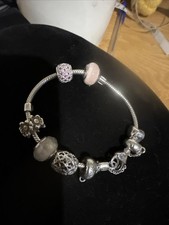 Lovelinks Bracelet 925 With 6 Charms And A Silver Safety Chain Link Genuine 34g