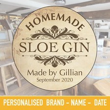 SLOE GIN BOTTLE LABELS VODKA WINE HOMEBREW PERSONALISED STICKERS Christmas 404