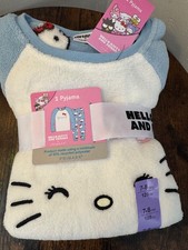 hello kitty cosy long pyjamas size 7-8 years primark white and blue colour girls