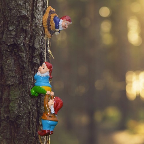 Climbing gnomes tree funny - gnomes,