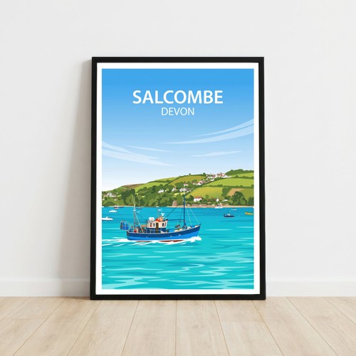 Salcombe devon travel poster - devon,