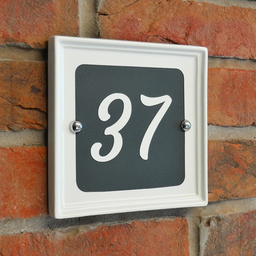 Ceramic house number square - ceramic, number,