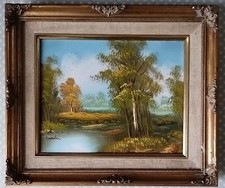 Vintage,Landscape Oil Painting On Canvas, Wood Frame ,Signature "Gordon"