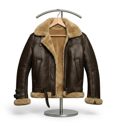 Men shearling bomber - shearling,