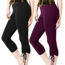 Cropped Cotton Pixie Leggings with Tie Detail, Psy Trance Rave Festival Clothing