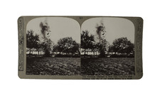 WW1 Stereoview EXPLOSION CAUSED BY GERMAN ARTILLERY HE SHELL C1918 Photo 3D Card