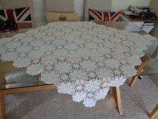 VINTAGE  HANDMADE  COTTON LACE CLOTH    41" X 41"