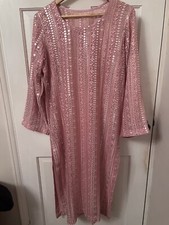 chikankari and mirror work pink suit