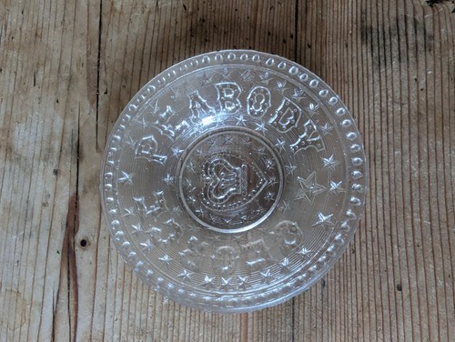 Antique greener pressed glass - pressed,
