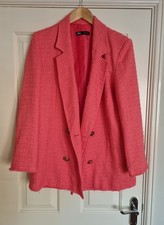 Bnwot Zara Size Medium 12-14 Coral Tweed Oversized Blazer