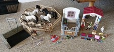 Schleich Horse Stable, Wash Bay, Horses And Field Bundle, Excellent Condition
