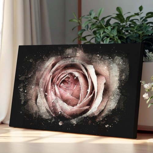 Pink rose flower canvas - pink,
