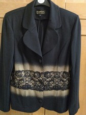 Pompoos By Harald Glockler Jacket, Black & Gold  Beaded Design. Size 14.