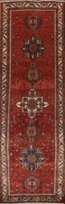 Geometric Red Runner Rug 4x11