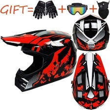 Kids Motocross Helmet Motorbike ATV + Stratos Gloves + Goggles