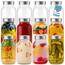 Glass Mason Jars with Lids 1L