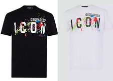 DSQUARED2 ICON SPLASH White/Black T-SHIRT S to XXL UK SIZE FREE FAST DELIVERY DQ