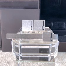 Alfred Dunhill CUfflinks & Tie Clip Set Brushed Silver d logo with Case