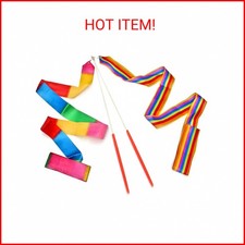 Dance Ribbons Rainbow Streamers Rhythmic Gymnastics Ribbon Baton Twirling Wands
