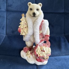 Polar Bear in Santa Costume with presents Christmas Ornament Resin Statue