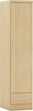 New Slim, Narrow , 1 Drawer And 1 Door Oak Effect Wardrobe  Small Wardrobe