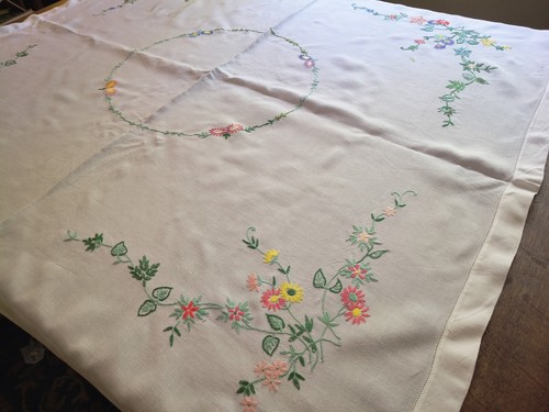 Vintage embroidered tablecloth - vintage,