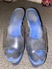 blue pleaser heels, well worn, UK 6, 6" dance/ performance shoes