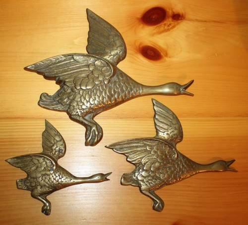 Brass flying ducks - brass, wall