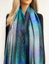 Womens Blue Paisley Scarf