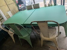 Upcycled Vintage Dining Table And 5 X Tolix French Metal Chairs