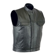 Leatherick Men SOA Anarchy Real Leather Waistcoat Motorcycle Biker Cut off Vest