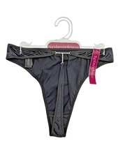 Black Satin Ladies Thong with