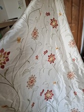 vintage blanket lined pair curtains thick embroidered silk cream rust 87 x 68 in